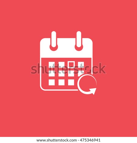 Calendar Update Flat Icon On Red Background