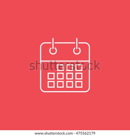 Calendar Flat Icon On Red Background