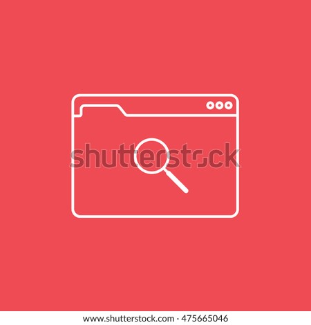 Browser Window With Search Flat Icon On Red Background