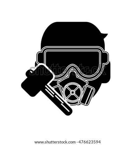 flat design gas mask and hammer icon vector illustration