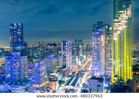 Bangkok business centre skyline.