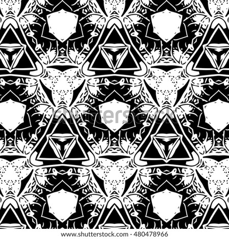 Ornament with elements of black and white colors. U
