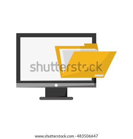 computer monitor and file folder icon 