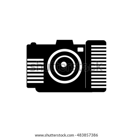 Camera icon in simple style isolated on white background. Shooting symbol vector illustration