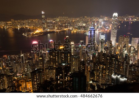 Hong Kong city at night view from The Peak