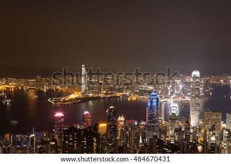 Victoria peak view, Hong Kong at night