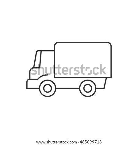 Truck icon in thin outline style. Freight, transport, logistic, delivery 