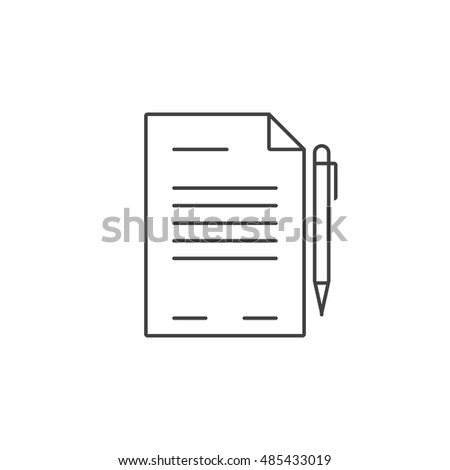 Contract thin line icon, document outline vector logo illustration, linear pictogram isolated on white