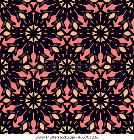 Elegant seamless pattern with Mandala and floral elements. Nice hand-drawn illustration