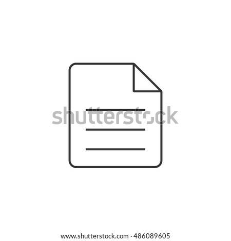 Text file format icon in thin outline style. Office report presentation words report