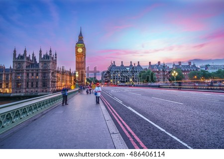 Big Ben at sunset in London. England 
