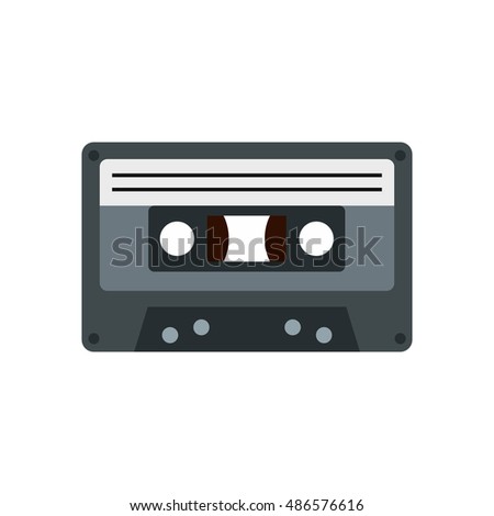 Audio cassette icon in flat style isolated on white background. Music symbol vector illustration