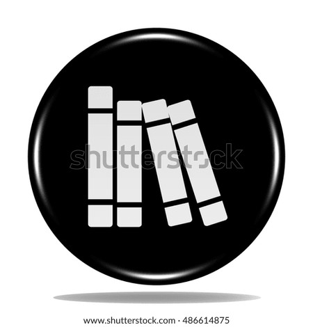 Books library icon. Internet button .3d illustration.