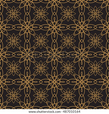 Seamless pattern. Modern Stylish Texture. Repeating Geometric Background. Black and Gold Colors.
