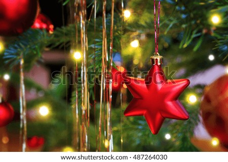 Christmas Decoration with red Star .