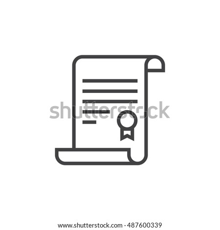 Certificate line icon, outline vector logo illustration, linear pictogram isolated on white