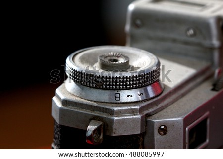 detail of an old vintage film camera ,macro