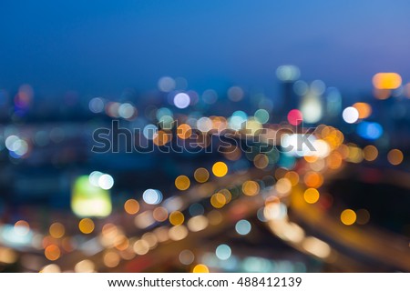 Blurred lights night view city and hight interchanged
