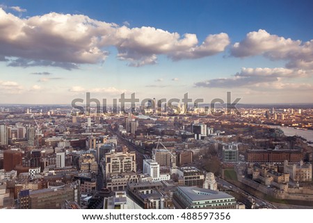 London aerial view, Canary Wharf