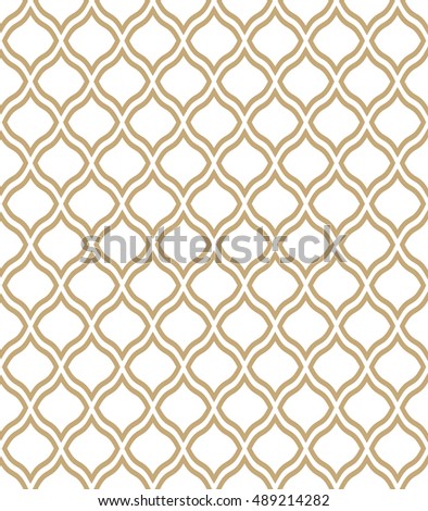 Abstract pattern with wavy lines. Seamless vector background. Gold and white texture. Graphic modern pattern.