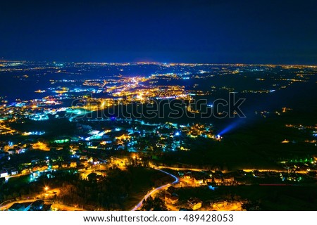 Night aerial view of San Marino