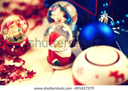 Snow globes and christmas balls
