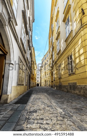 Street of the old town in the center of Vienna. Austria.