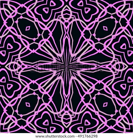 pink decorative pattern on a black background