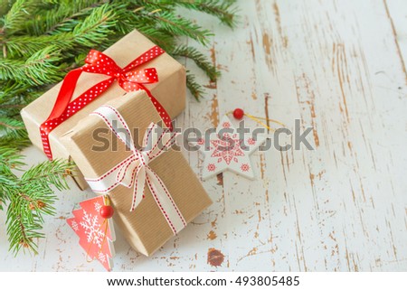Christmas presents in decorative boxes