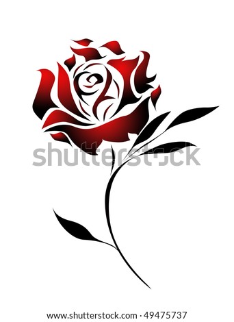 Red rose tattoo design with path