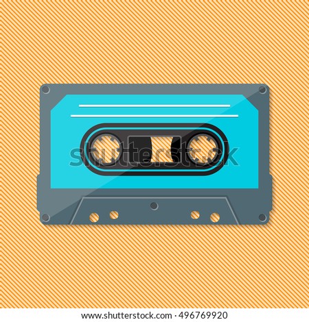 Single retro music compact cassette colorful vector illustration