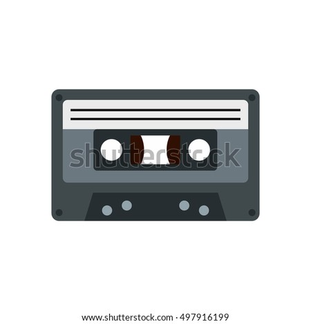 Audio cassette icon in flat style isolated on white background. Music symbol  illustration