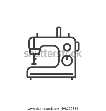 sewing machine line icon, outline vector sign, linear pictogram isolated on white. logo illustration