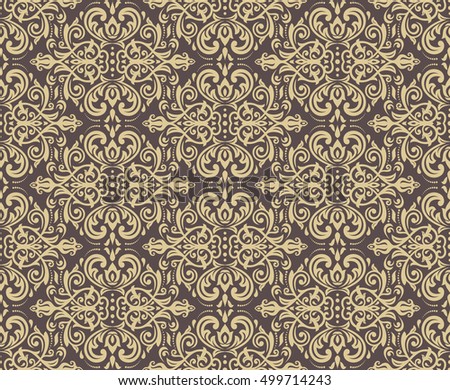 Oriental classic pattern. Seamless abstract background with repeating elements. Brown and golden pattern