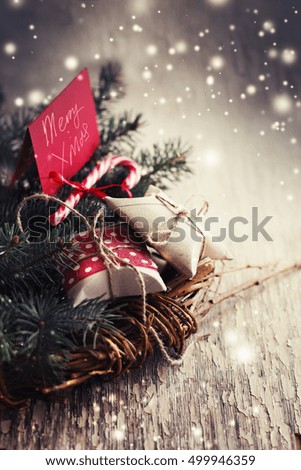 Vintage gift boxes on wooden background/ holidays gift background  