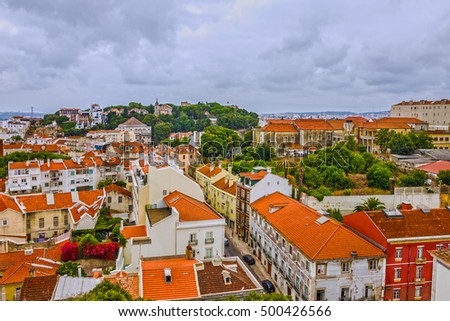 Lisbon city houses view, Portugal