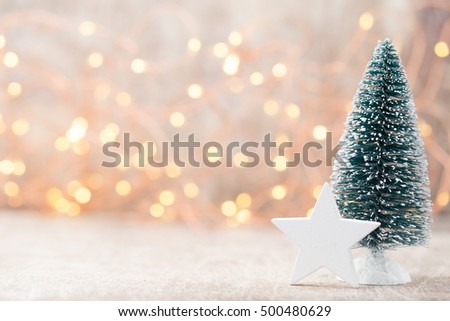 Stars decoration. Christmas symbol with santa hat. Vintages background.