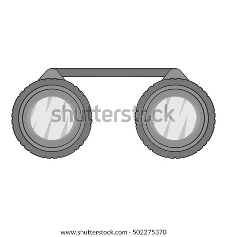 Sport binoculars icon. Gray monochrome illustration of sport binoculars vector icon for web