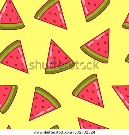 Watermelon seamless pattern. Vector illustration.