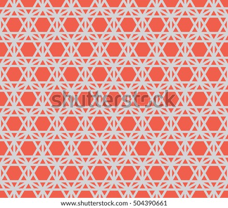 Seamless red and gray arabic hexagonal construction outline pattern vector