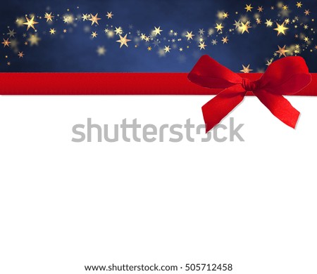 red bow with stars and copy-space