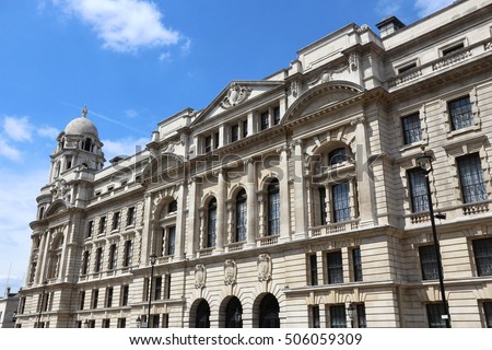 London, UK - governmental building at Whitehall. Old War Office.
