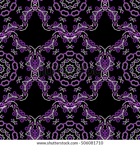 Damask seamless floral background pattern in violet colors.