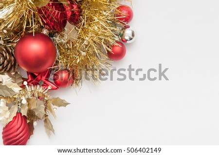 Traditional christmas tree decorations isolated on a white background