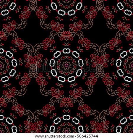 Vector damask seamless pattern element in red colors. Classical luxury old fashioned damask ornament, royal victorian seamless texture for fabric, textile, wrapping. Exquisite floral baroque template.