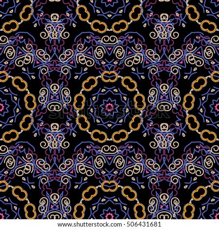 Elegant vector damask wallpaper. Vintage seamless pattern in violet colors. Seamless background.