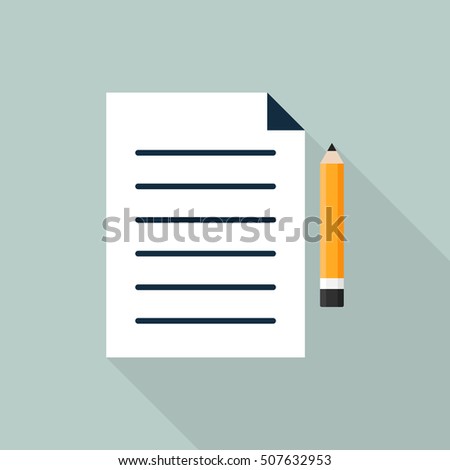 Paper and pencil icon flat design vector illustration