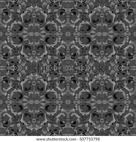 Ethnic seamless pattern. Tribal art boho print, abstract vintage ornament. Background texture, decoration. Grey tie dye batik fabric for background and texture. 