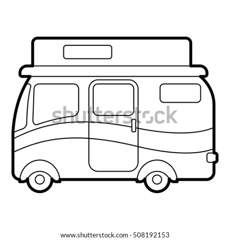 Traveling camper van icon. Outline illustration of camper van  icon for web