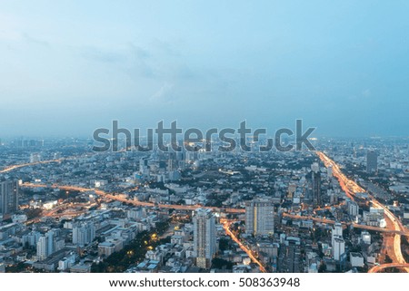 Night light view of Bangkok Thailand